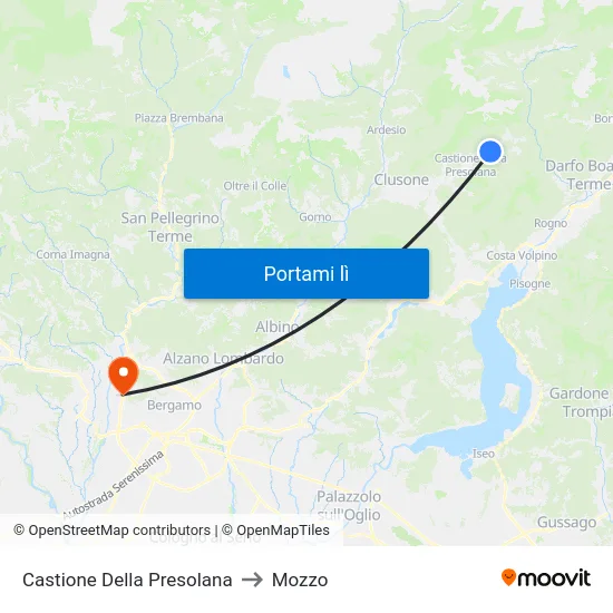 Castione Della Presolana to Mozzo map