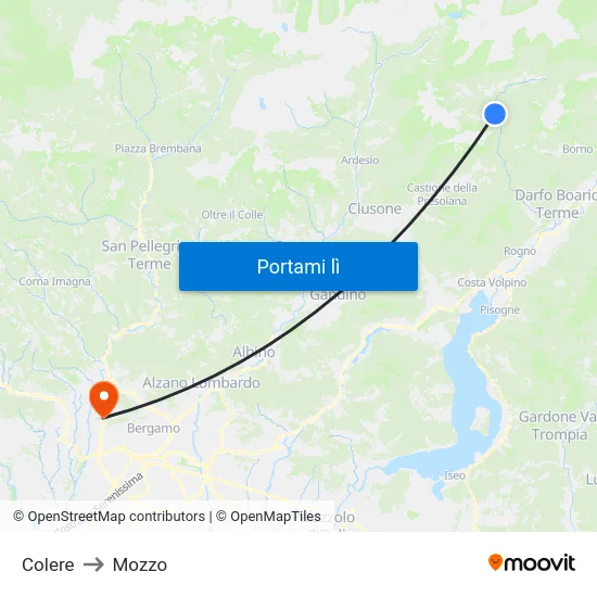 Colere to Mozzo map