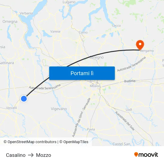 Casalino to Mozzo map