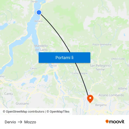 Dervio to Mozzo map