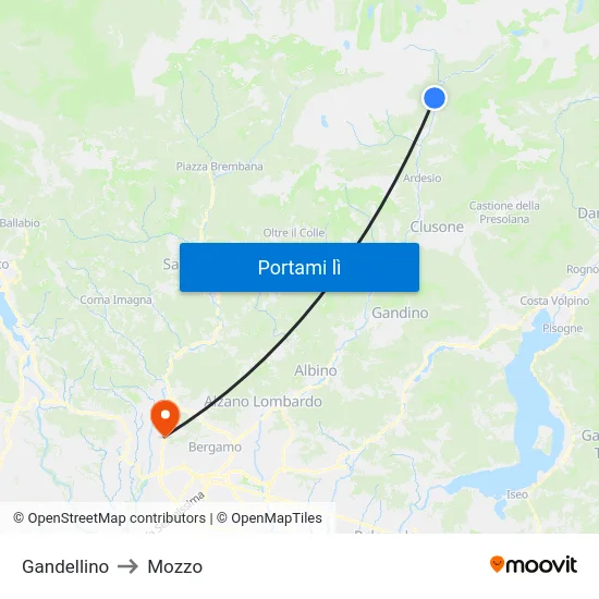 Gandellino to Mozzo map