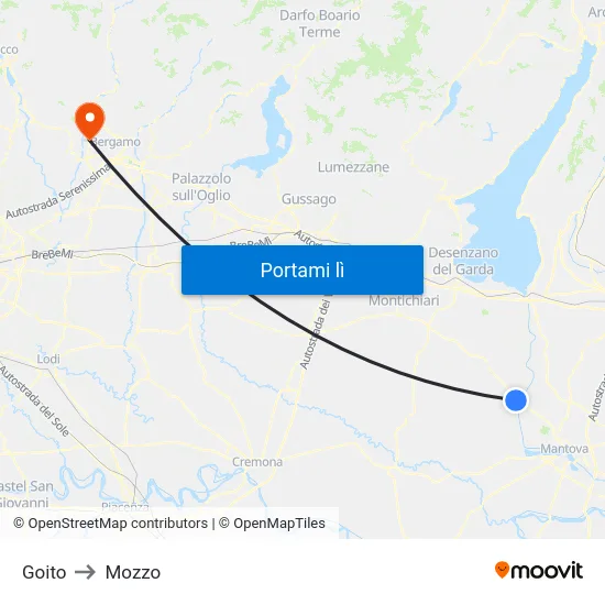 Goito to Mozzo map