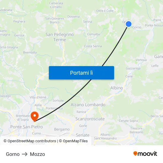 Gorno to Mozzo map