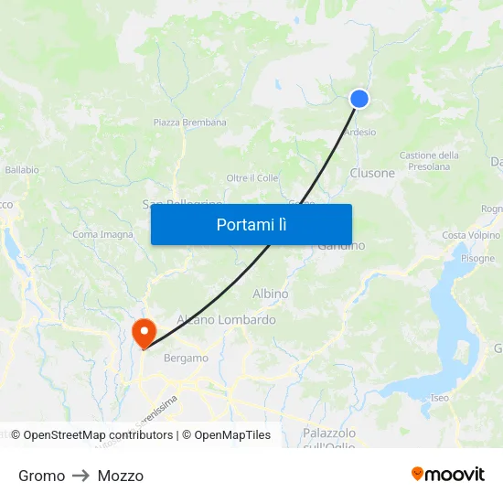 Gromo to Mozzo map