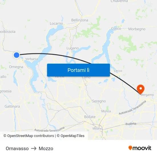 Ornavasso to Mozzo map