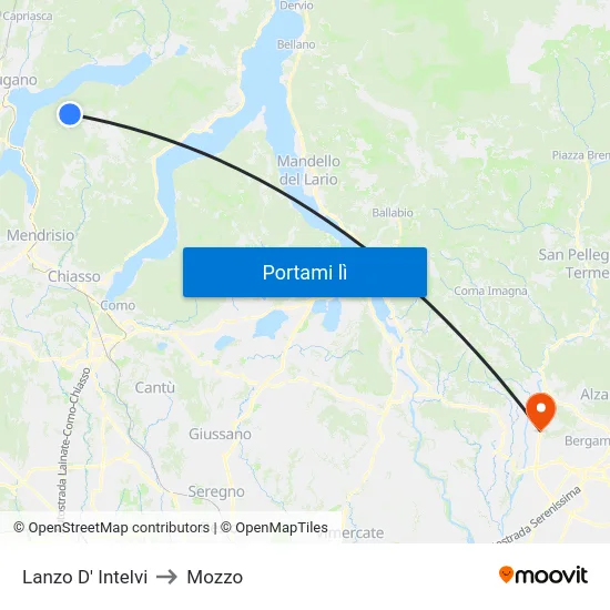 Lanzo D' Intelvi to Mozzo map