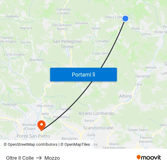 Oltre Il Colle to Mozzo map