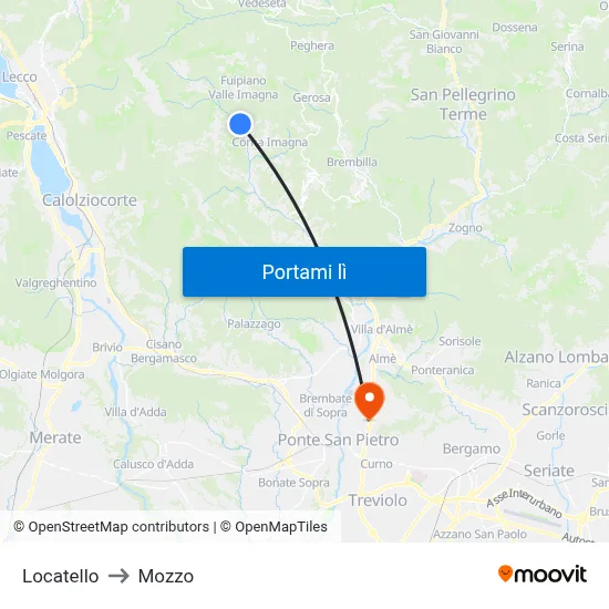 Locatello to Mozzo map