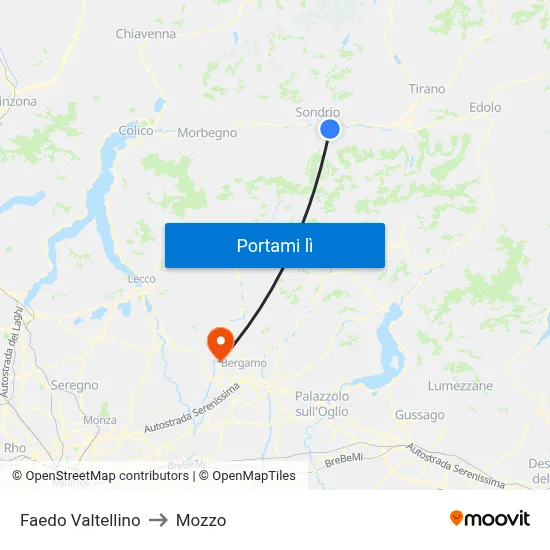 Faedo Valtellino to Mozzo map