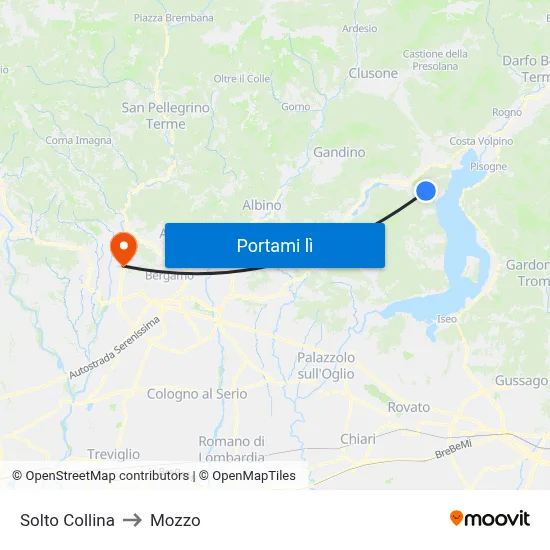 Solto Collina to Mozzo map