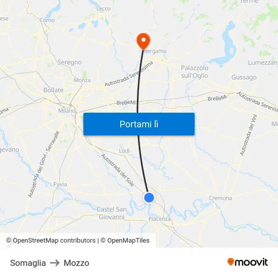 Somaglia to Mozzo map