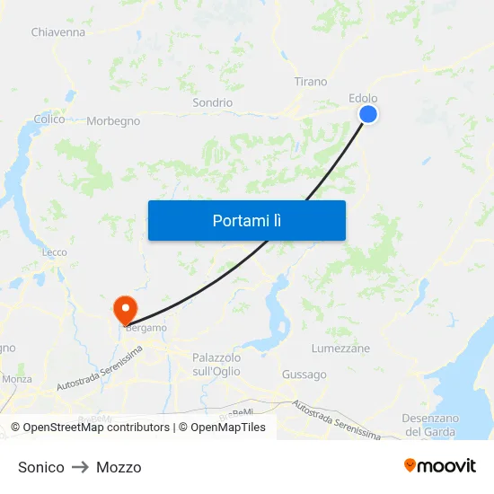 Sonico to Mozzo map