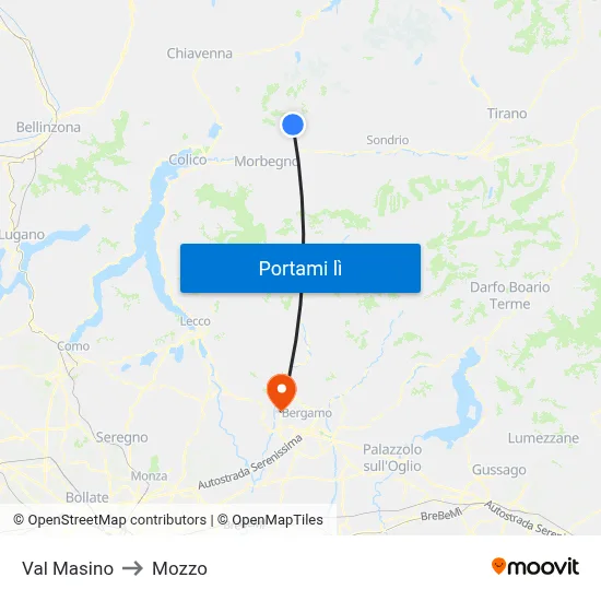 Val Masino to Mozzo map