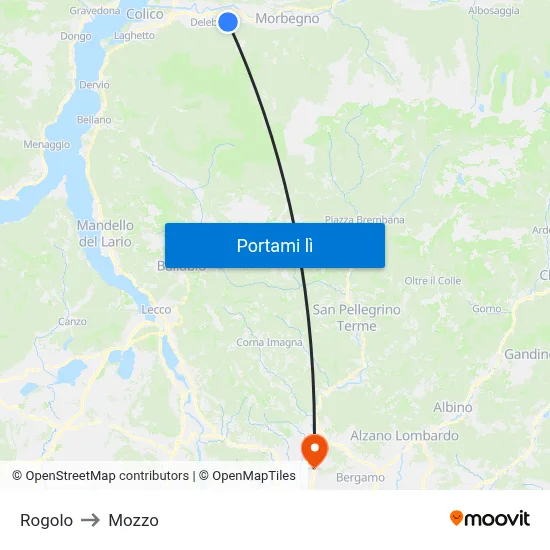 Rogolo to Mozzo map