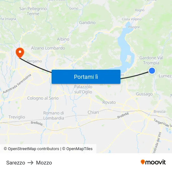 Sarezzo to Mozzo map