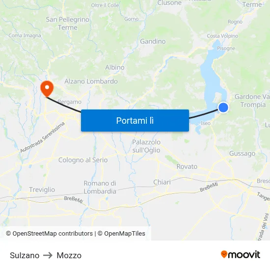 Sulzano to Mozzo map