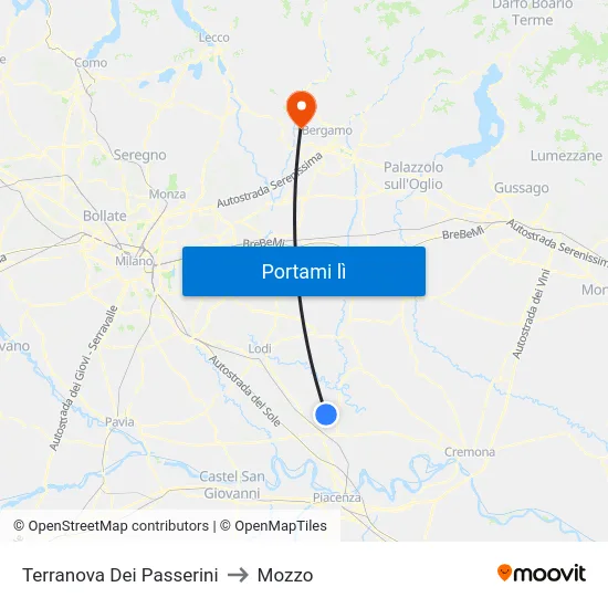 Terranova Dei Passerini to Mozzo map