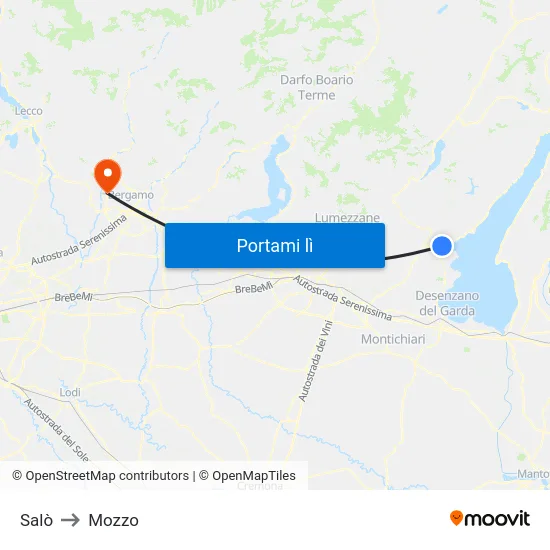 Salò to Mozzo map