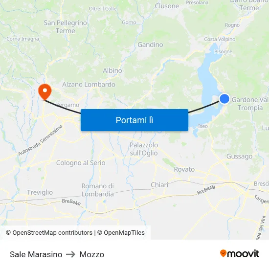 Sale Marasino to Mozzo map