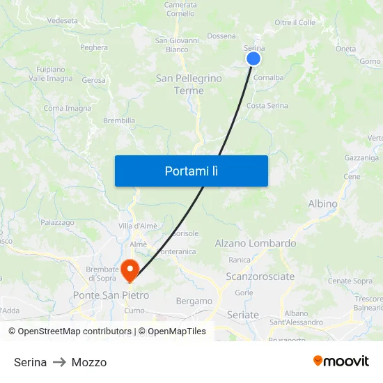 Serina to Mozzo map