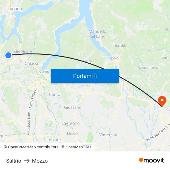 Saltrio to Mozzo map