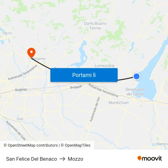 San Felice Del Benaco to Mozzo map