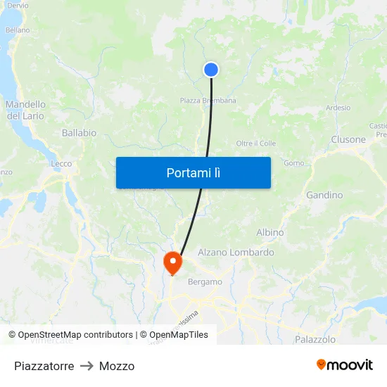 Piazzatorre to Mozzo map
