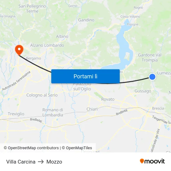 Villa Carcina to Mozzo map