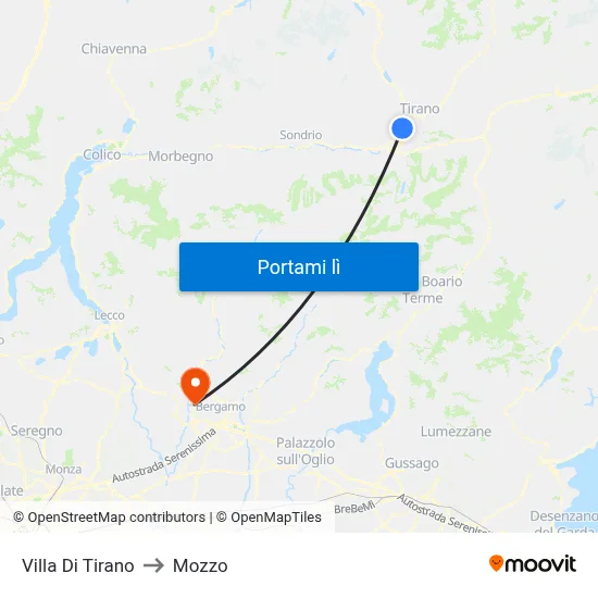 Villa Di Tirano to Mozzo map