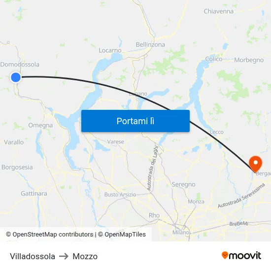 Villadossola to Mozzo map