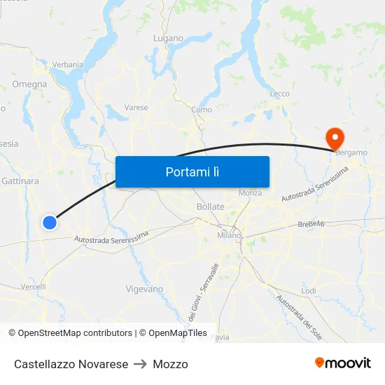 Castellazzo Novarese to Mozzo map