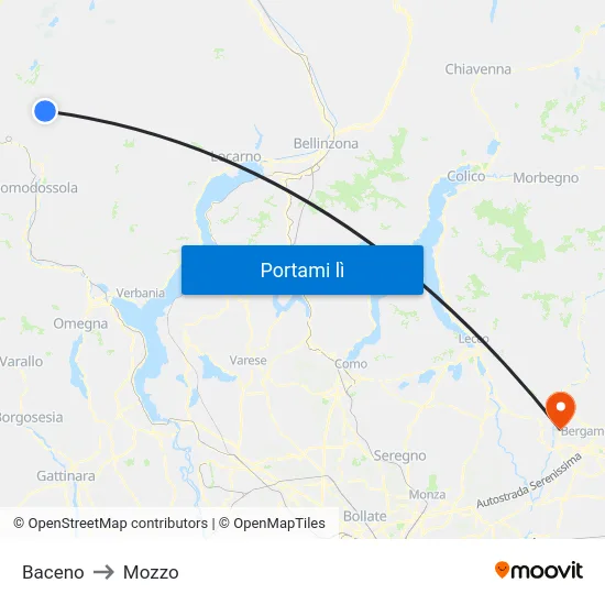Baceno to Mozzo map