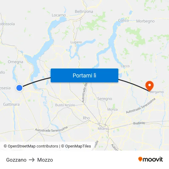 Gozzano to Mozzo map