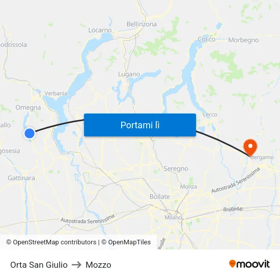 Orta San Giulio to Mozzo map