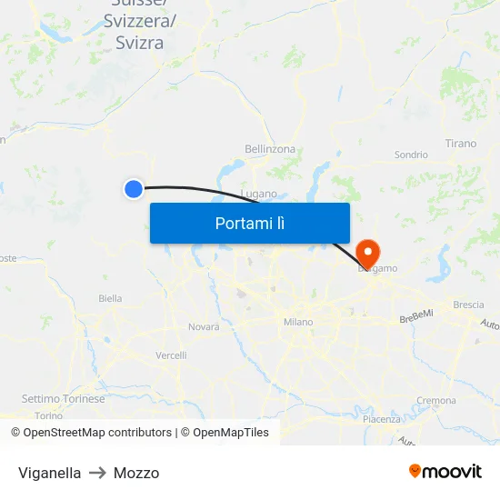 Viganella to Mozzo map