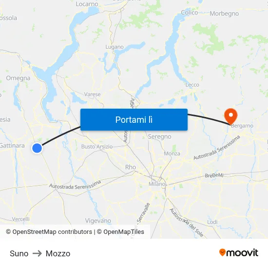 Suno to Mozzo map