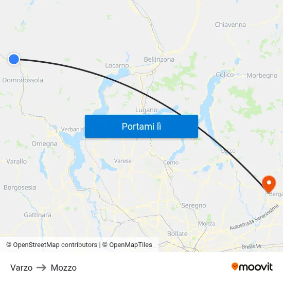 Varzo to Mozzo map