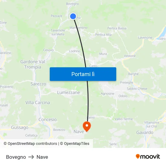 Bovegno to Nave map