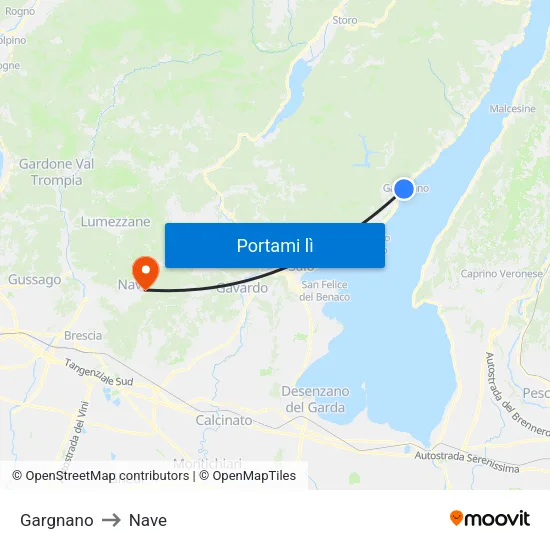 Gargnano to Nave map