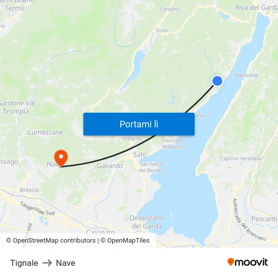 Tignale to Nave map