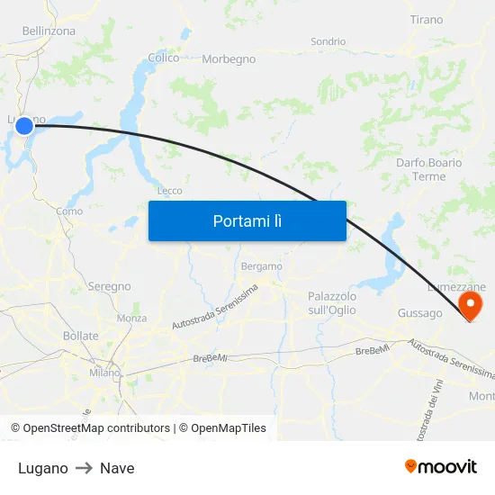 Lugano to Nave map