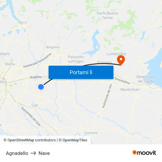 Agnadello to Nave map