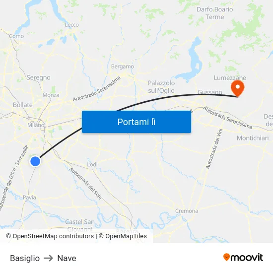 Basiglio to Nave map