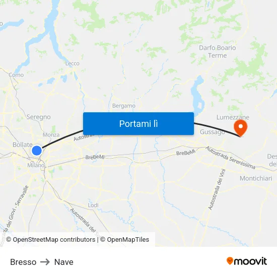 Bresso to Nave map