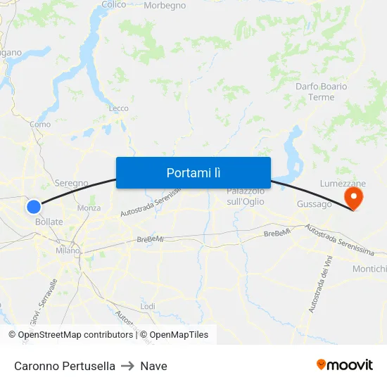 Caronno Pertusella to Nave map