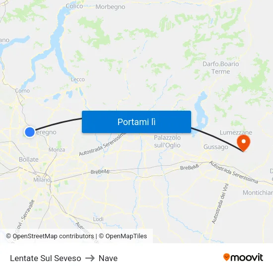 Lentate Sul Seveso to Nave map