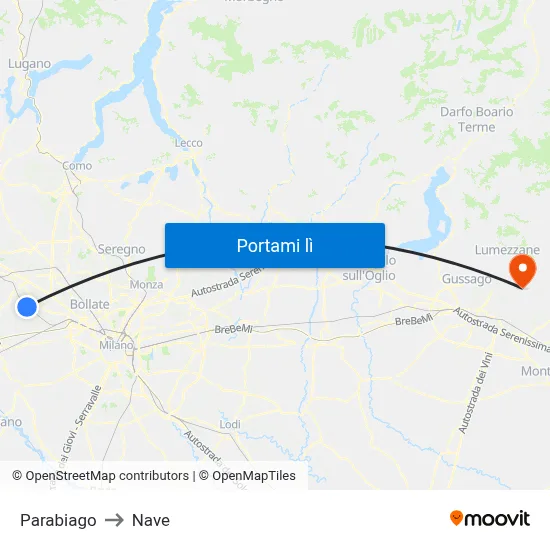 Parabiago to Nave map
