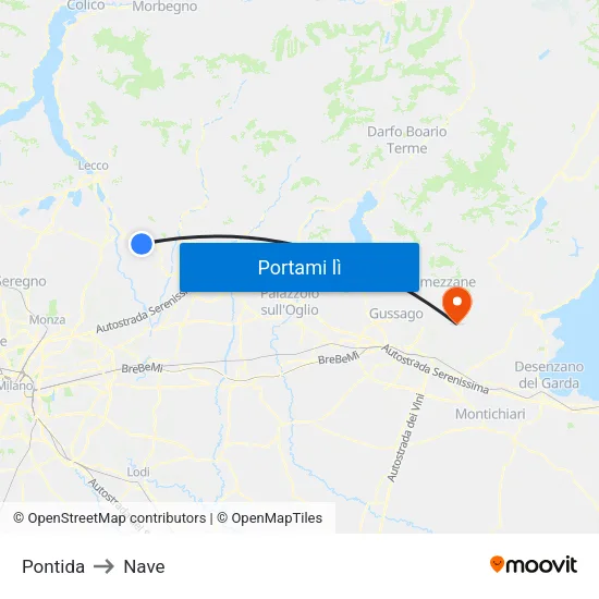 Pontida to Nave map