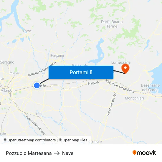 Pozzuolo Martesana to Nave map