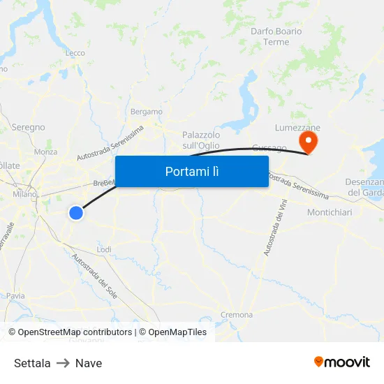 Settala to Nave map